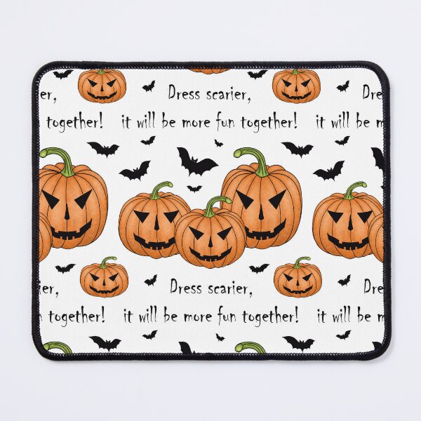Item preview, Pattern with scary pumpkins and bats and the inscription "Dress scarier, it will be more fun together!" designed and sold by Cherevan.