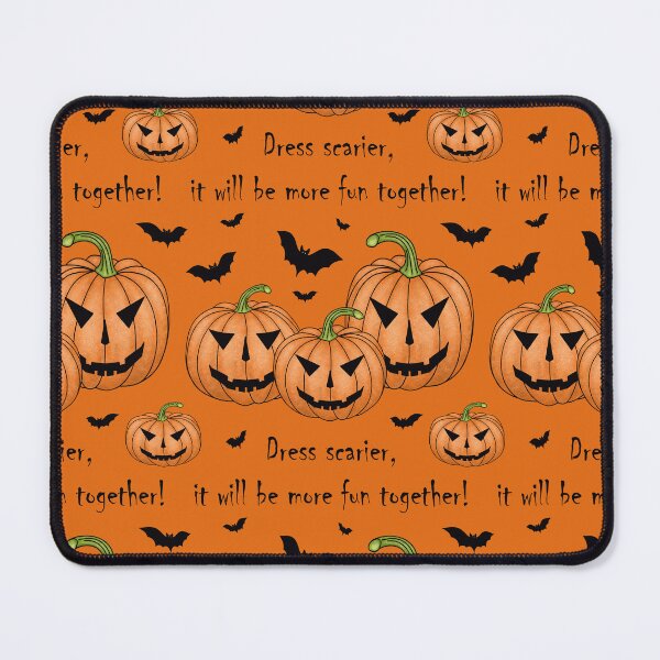 Item preview, Pattern with scary pumpkins and bats and the inscription "Dress scarier, it will be more fun together!" designed and sold by Cherevan.