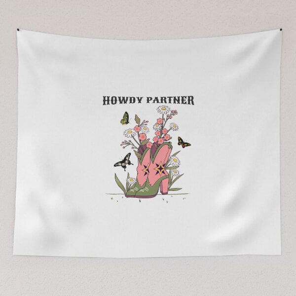 Item preview, Howdy Partner Cowboy Boots with Flowers and Butterflies designed and sold by GuesthozGraphix.