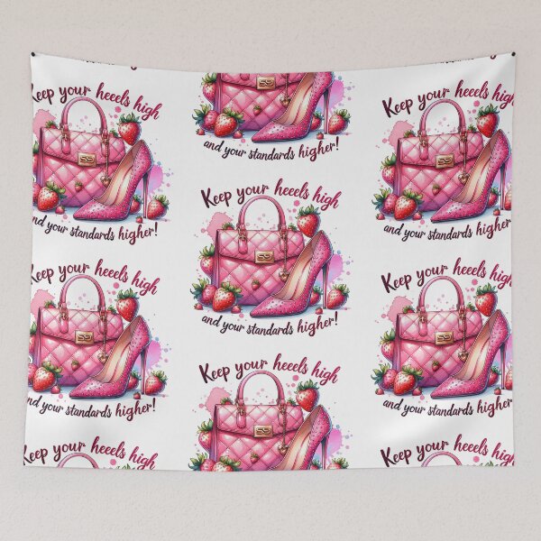 Item preview, Cute pink purse and heel with strawberries stickers and more designed and sold by CRandRRstickers.