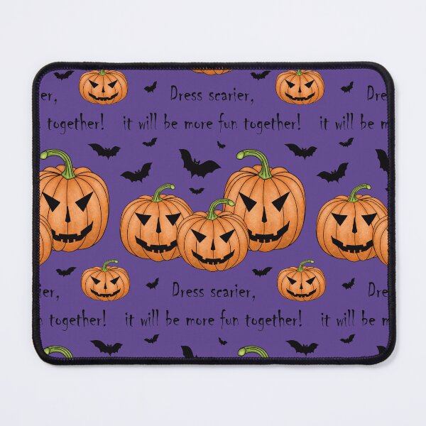 Item preview, Pattern with scary pumpkins and bats and the inscription "Dress scarier, it will be more fun together!" designed and sold by Cherevan.