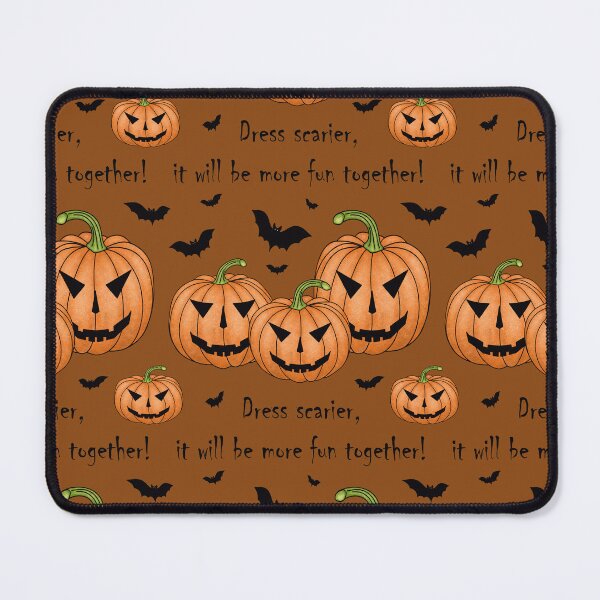 Item preview, Pattern with scary pumpkins and bats and the inscription "Dress scarier, it will be more fun together!" designed and sold by Cherevan.