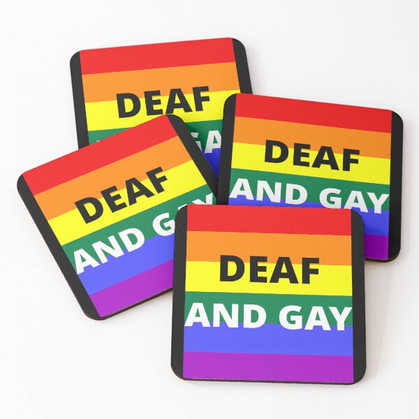 Item preview, DEAF AND GAY on rainbow background designed and sold by uniqueitems.