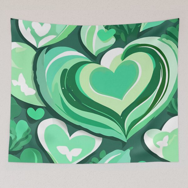Item preview, Green hearts wallpaper designed and sold by eMShoper.