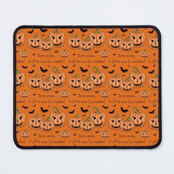 Item preview, Pattern with scary pumpkins and bats and the inscription "Dress scarier, it will be more fun together!" designed and sold by Cherevan.