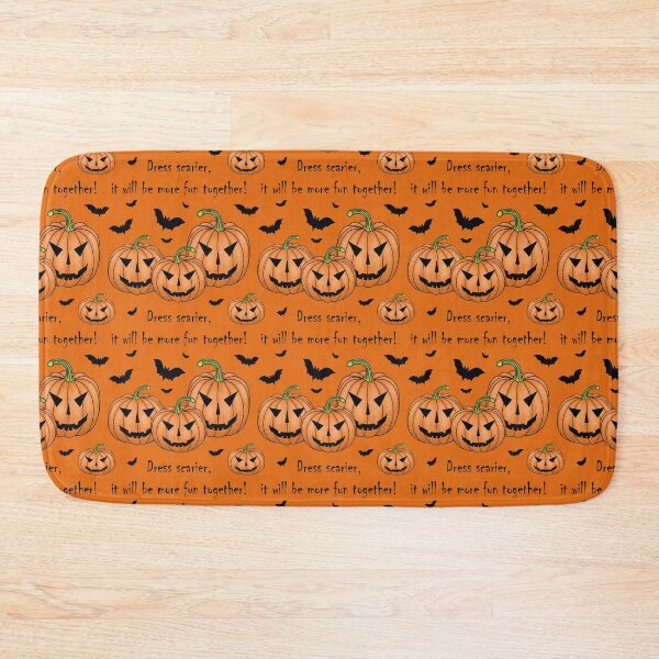 Item preview, Pattern with scary pumpkins and bats and the inscription "Dress scarier, it will be more fun together!" designed and sold by Cherevan.