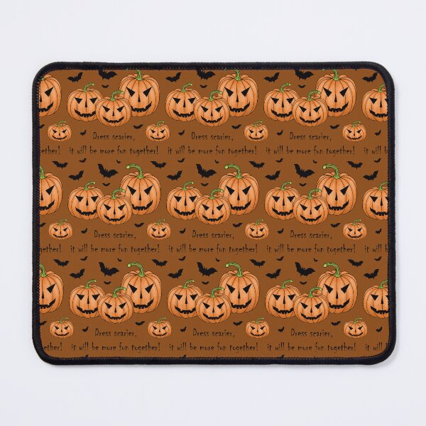 Item preview, Pattern with scary pumpkins and bats and the inscription "Dress scarier, it will be more fun together!" designed and sold by Cherevan.