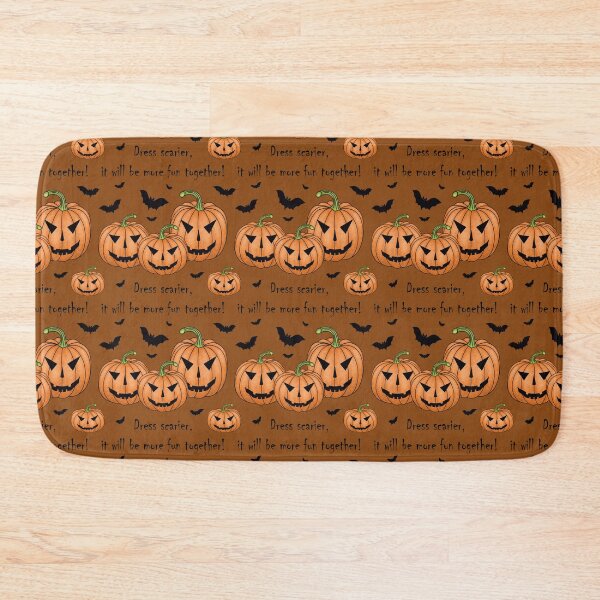 Item preview, Pattern with scary pumpkins and bats and the inscription "Dress scarier, it will be more fun together!" designed and sold by Cherevan.