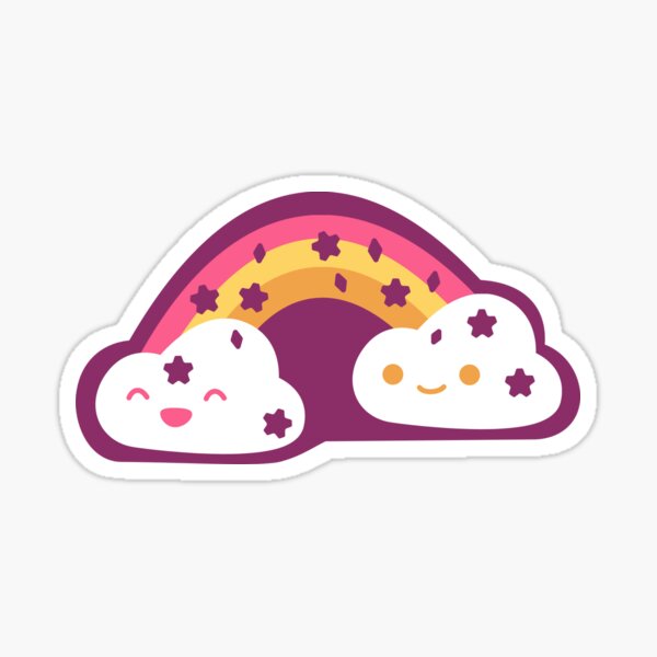 Rainbow with Smiling Clouds Sticker