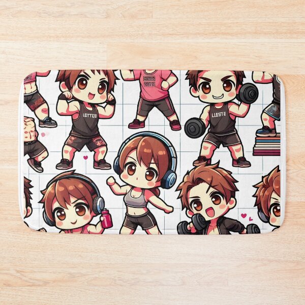 Item preview, Chibi Anime Fitness Pattern  designed and sold by StickyGuys.