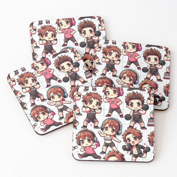 Item preview, Chibi Anime Fitness Pattern  designed and sold by StickyGuys.