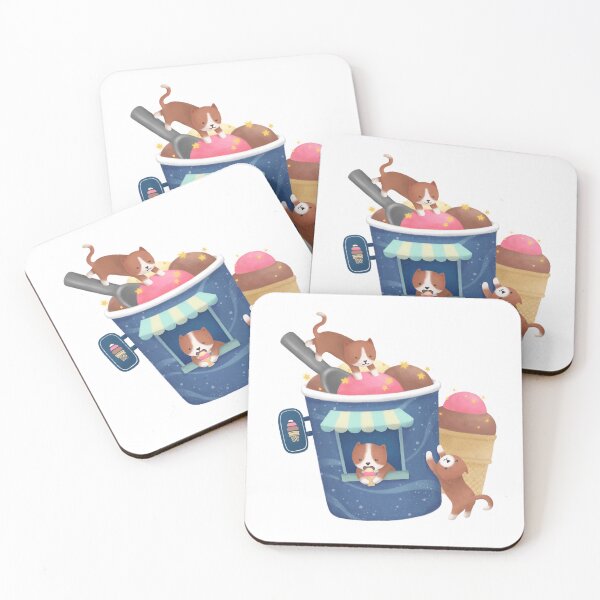 Item preview, Ice Cream & Cats Illustration Art designed and sold by Kyut-Yum.