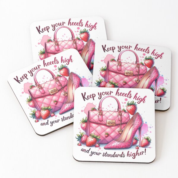 Item preview, Cute pink purse and heel with strawberries stickers and more designed and sold by CRandRRstickers.