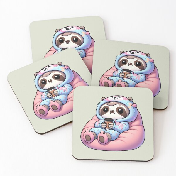 Item preview, Cozy Sloth in Pajamas with Coffee designed and sold by Kwanbaba21.