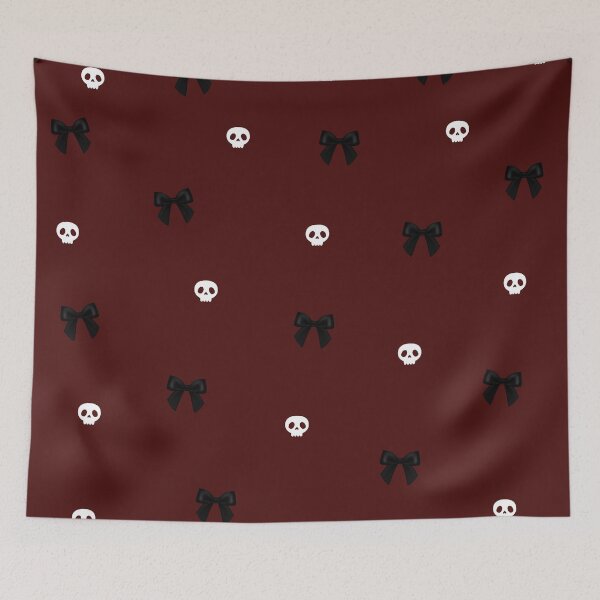 Item preview, Little skulls and black bows - dark feminine gothic girly spooky emo goth girl pattern designed and sold by Fantasy Cache.