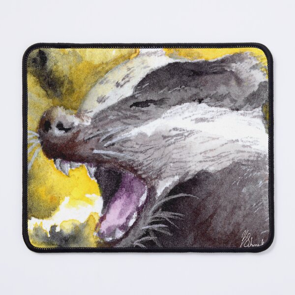 Item preview, Badger Watercolor Print, Yellow Background designed and sold by SchmeckStudio.