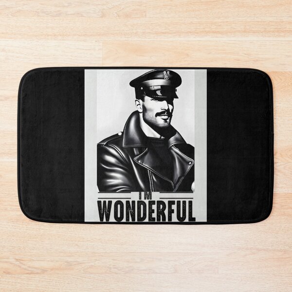 Item preview, I'm Wonderful Iconic LGBTQ Slogan 1940 Mustached Leather Daddy Fighter Pilot LGBTQ Gay Pride Graphic Design designed and sold by ItsAKinkThing.