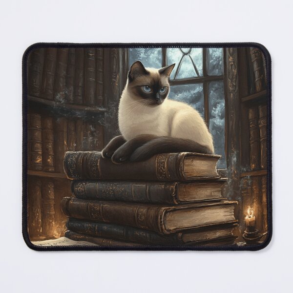 Item preview, Siamese Cat Lying Down On Books designed and sold by Nocturne Paws.
