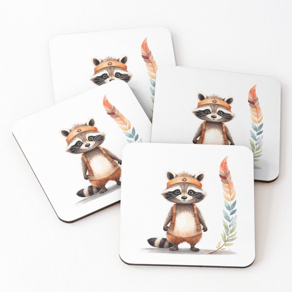 Item preview, Cute raccoon in boho outfit   designed and sold by Victoria Riabov.