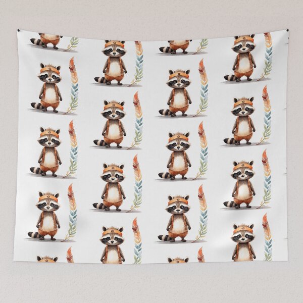 Item preview, Cute raccoon in boho outfit   designed and sold by Victoria Riabov.