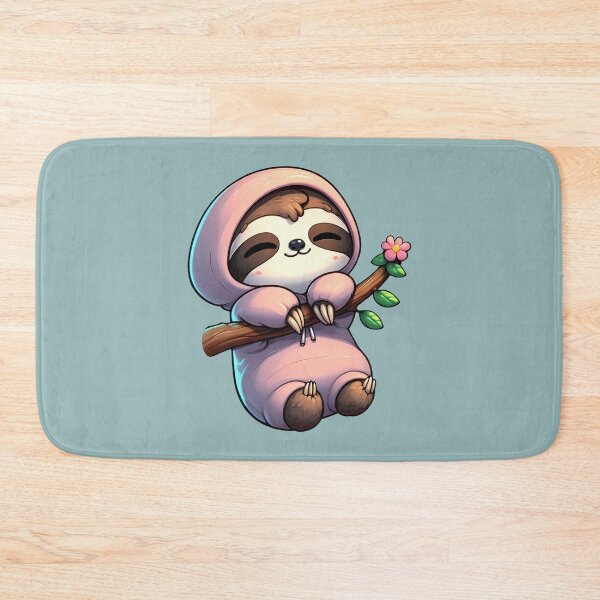 Item preview, Happy Sloth in Pink Hoodie with Flower designed and sold by Kwanbaba21.