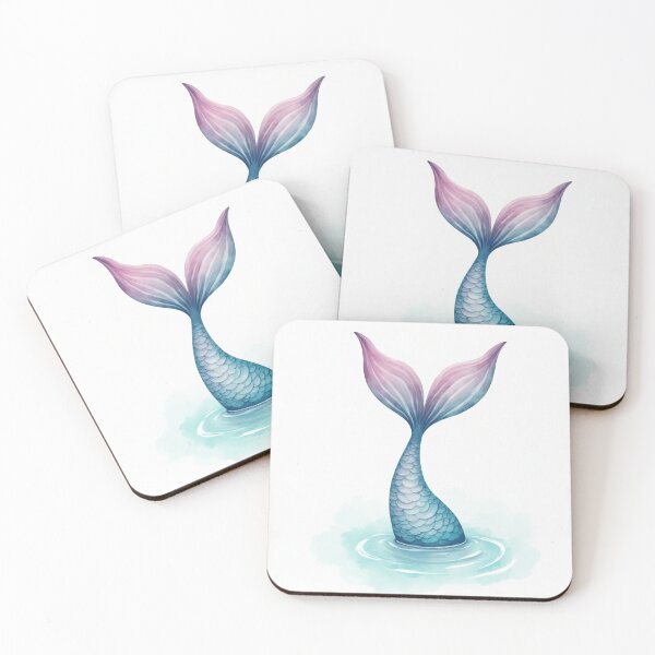 Item preview, Mermaid Tail Watercolor Pink Blue Ombre designed and sold by ArtfullyRooted.