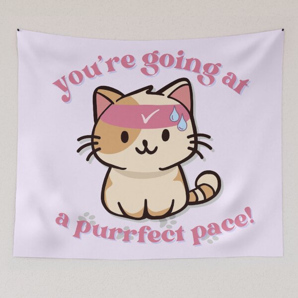 Item preview, cute gym cat with text you're going a purrfect pace designed and sold by cherrytheory.