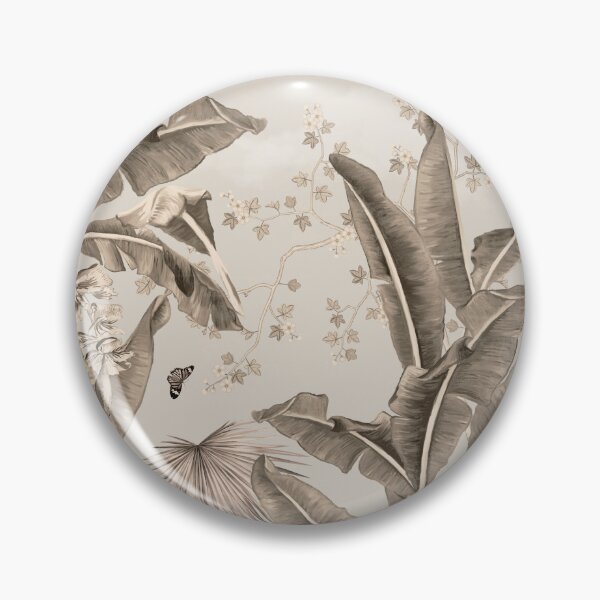 Item preview, pattern tropical forest  dart style wallpaper with palm trees, plants, birds, butterflies and white background designed and sold by hAITHAM1985.