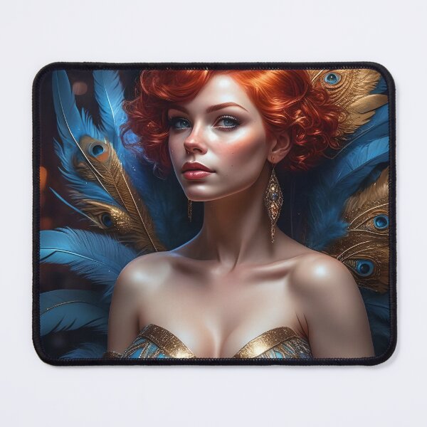 Item preview, Blue and Gold Showgirl AI Art designed and sold by Fantasy-Fashion.