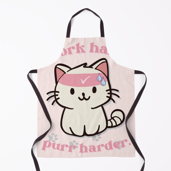 Item preview, cute gym white cat with text work hard purr harder and she's sweating designed and sold by cherrytheory.
