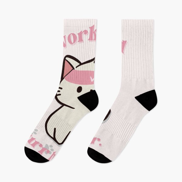 Item preview, cute gym white cat with text work hard purr harder and she's sweating designed and sold by cherrytheory.