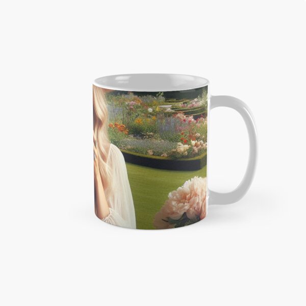 Item preview, An English Woman having a Nice Afternoon in an English Garden with Tea, a Book and Macarons in Silver Platter designed and sold by erkabees.