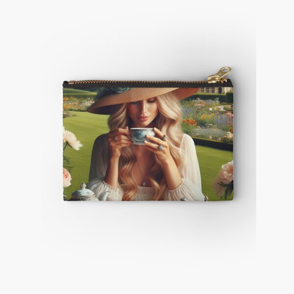 Item preview, An English Woman having a Nice Afternoon in an English Garden with Tea, a Book and Macarons in Silver Platter designed and sold by erkabees.