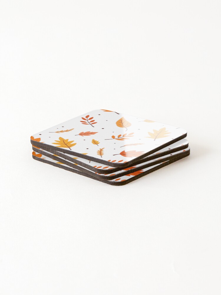 Thumbnail 4 of 5, Coasters (Set of 4), Rustic Fall Leaves Pattern designed and sold by ArtfullyRooted.