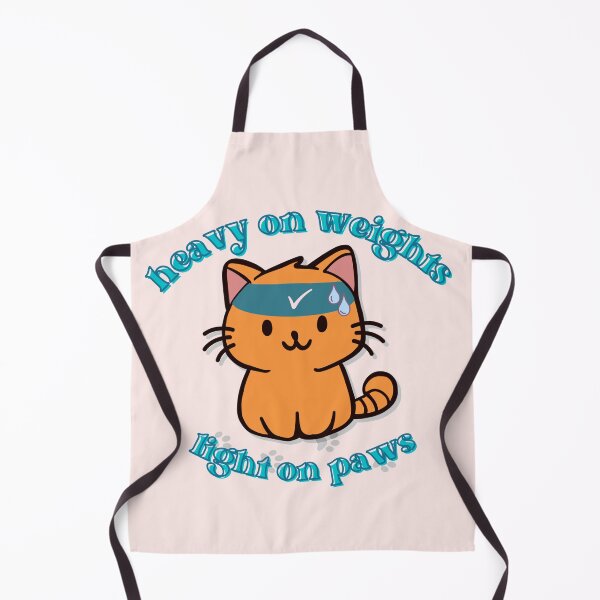 Item preview, cute gym orange cat with text heavy on weights light on paws and hes sweating designed and sold by cherrytheory.