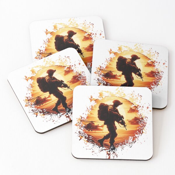 Item preview, Sunset Warrior Silhouette - Military Hero with Helicopters designed and sold by DriftLens.