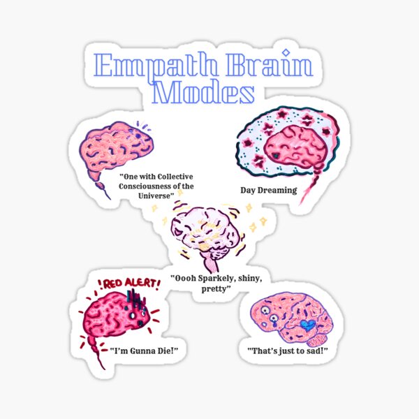 Empath Brain Modes Cute Brains Sticker