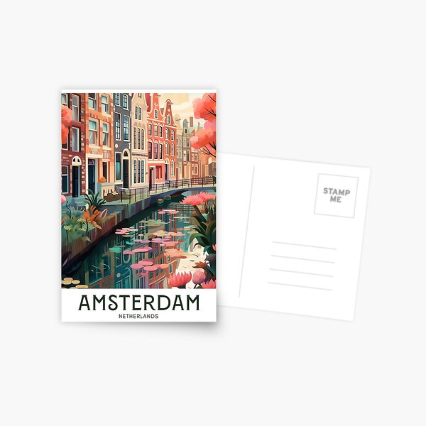Aperçu de l'œuvre Affiche de voyage d'Amsterdam, Pays-Bas créée et vendue par ArtHausPrint.