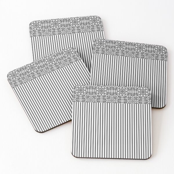 Item preview, Beautiful gray white geometric and striped pattern designed and sold by fuzzyfox.