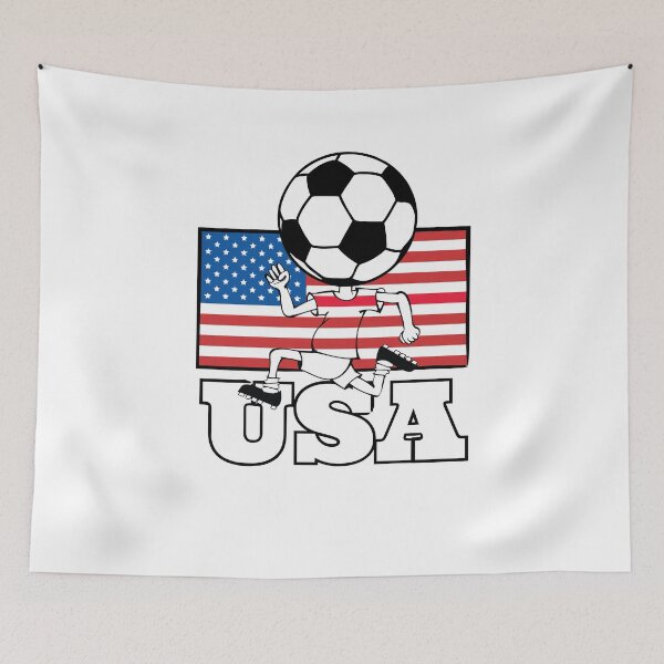Item preview, USA Soccer Fan with Flag Kid designed and sold by oberdoofus.