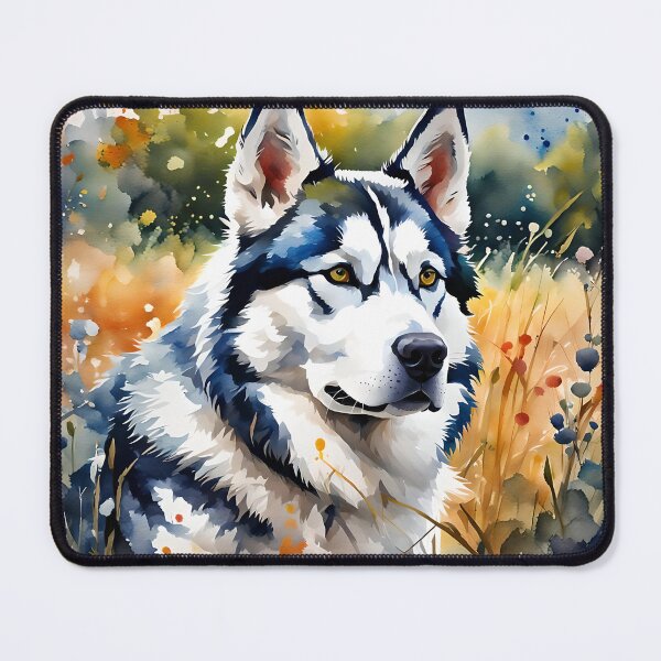 "Siberian Husky" Pet Dog Breed Portrait Mouse Pad