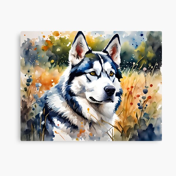 "Siberian Husky" Pet Dog Breed Portrait Canvas Print