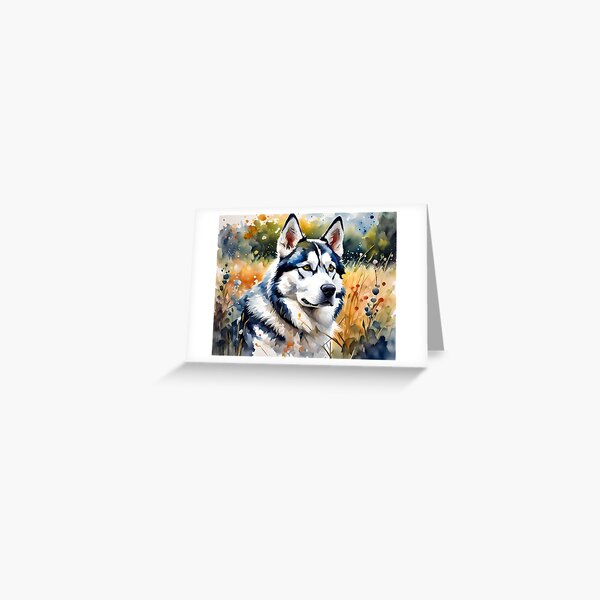 "Siberian Husky" Pet Dog Breed Portrait Greeting Card