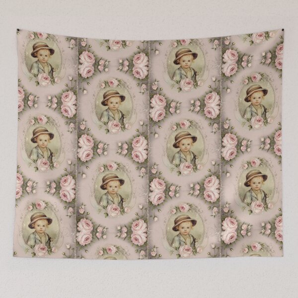 Item preview, Vintage Cabbage Rose and Young Victorian Boy designed and sold by SloganExpress.