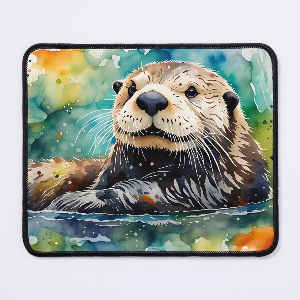 Item preview, "Sea Otter" modern, vibrant, watercolour style designed and sold by Country-Artist.