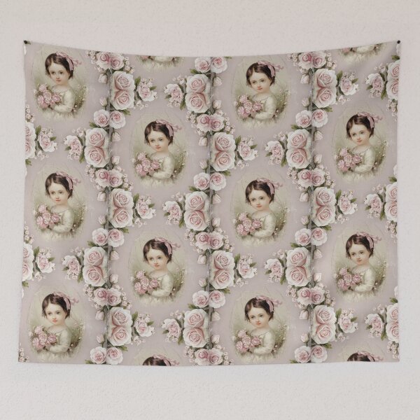 Item preview, Vintage Cabbage Rose and Young Victorian Girl designed and sold by SloganExpress.