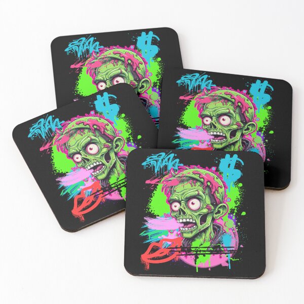 Aperçu de l'œuvre Pop Art Zombie : couleurs vert et bubblegum créée et vendue par 3T3rnalArts.