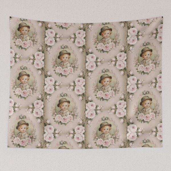 Item preview, Vintage Cabbage Rose and Young Victorian Boy designed and sold by SloganExpress.