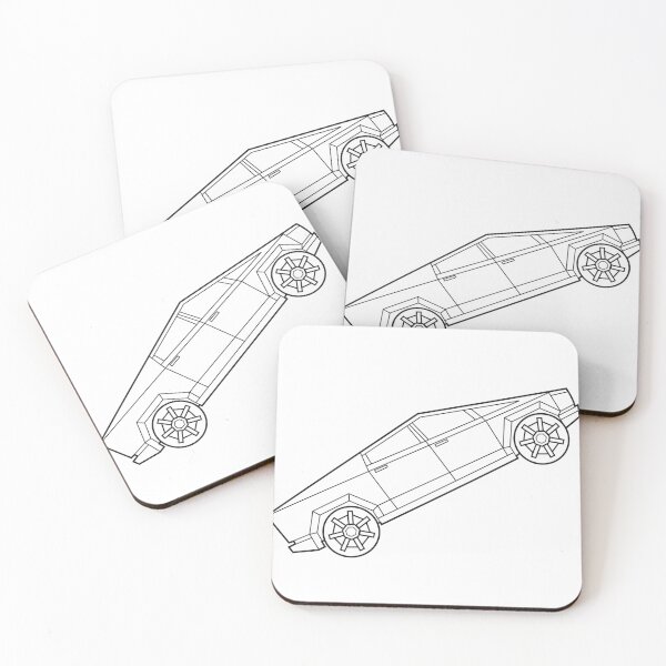 Item preview, CyberTruck en blanco y negro - tecnología | minimalista | pegatinas de tesla designed and sold by PoshPixel.