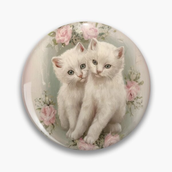 Item preview, Vintage Cabbage Rose and White Kittens designed and sold by SloganExpress.